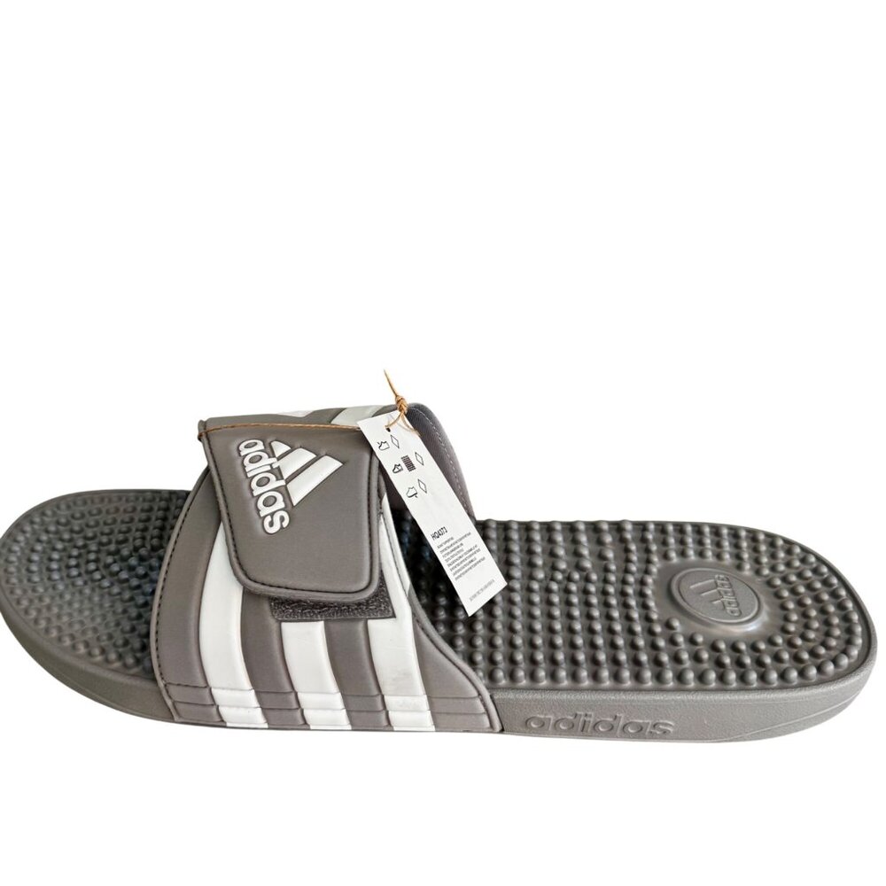 Adidas Adissage Slides Grey White Massage Sandals Mens Size 17 - Picture 7 of 9